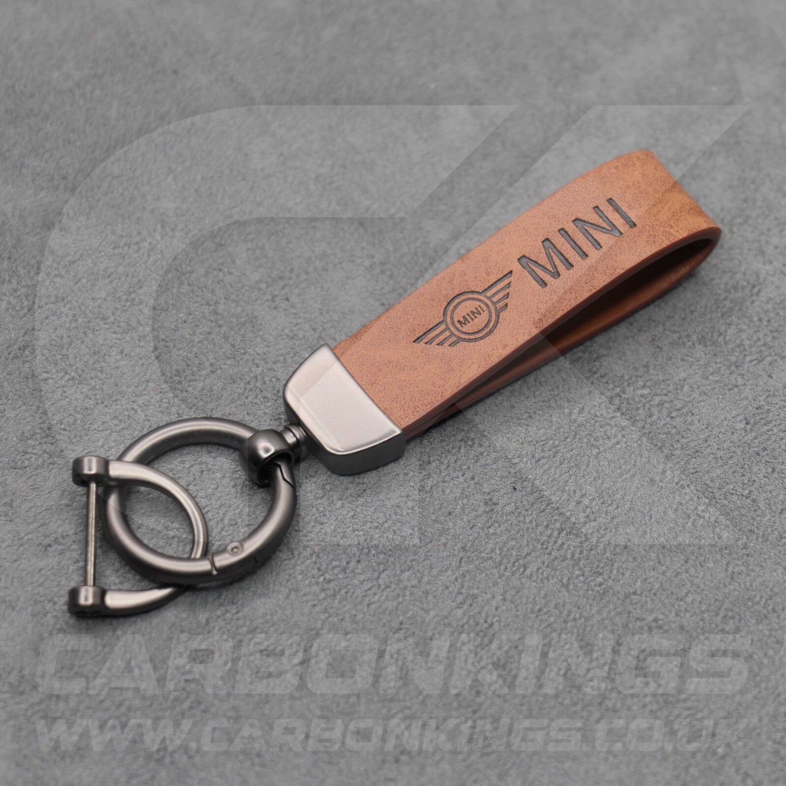 Mini Cooper Brown Leather Key Ring Chain Premium Car Keys One S JCW R55 R56 R57