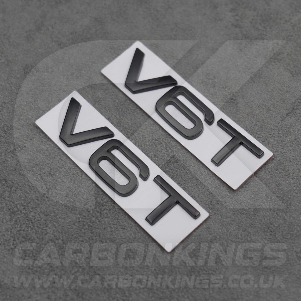 2x Matte Black V6T Side Wing Badge Emblems Audi A4 A5 A6 A7 S3 S4 S5 S6 Q5 Q7 V6