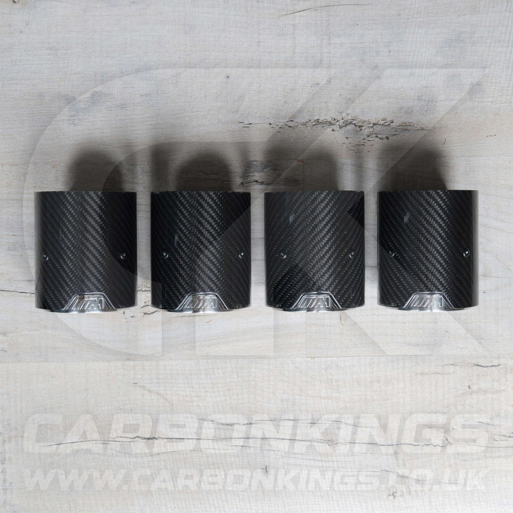 4x BMW M Performance Carbon Fibre Silver Exhaust Tips M2 M3 M4 M5 F80 F82 F83