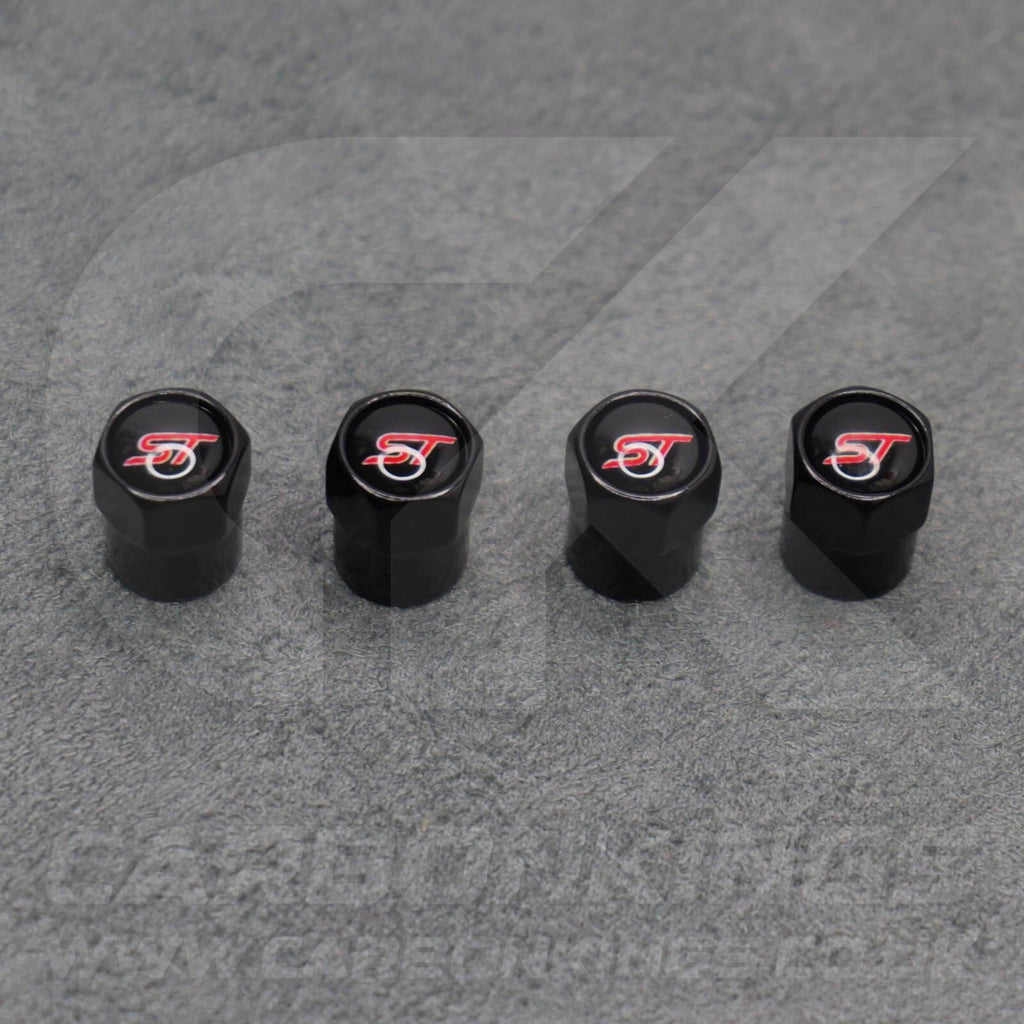 Ford ST Sport Black Anodised Wheel Valve Dust Caps Set Fiesta Focus Edge Puma