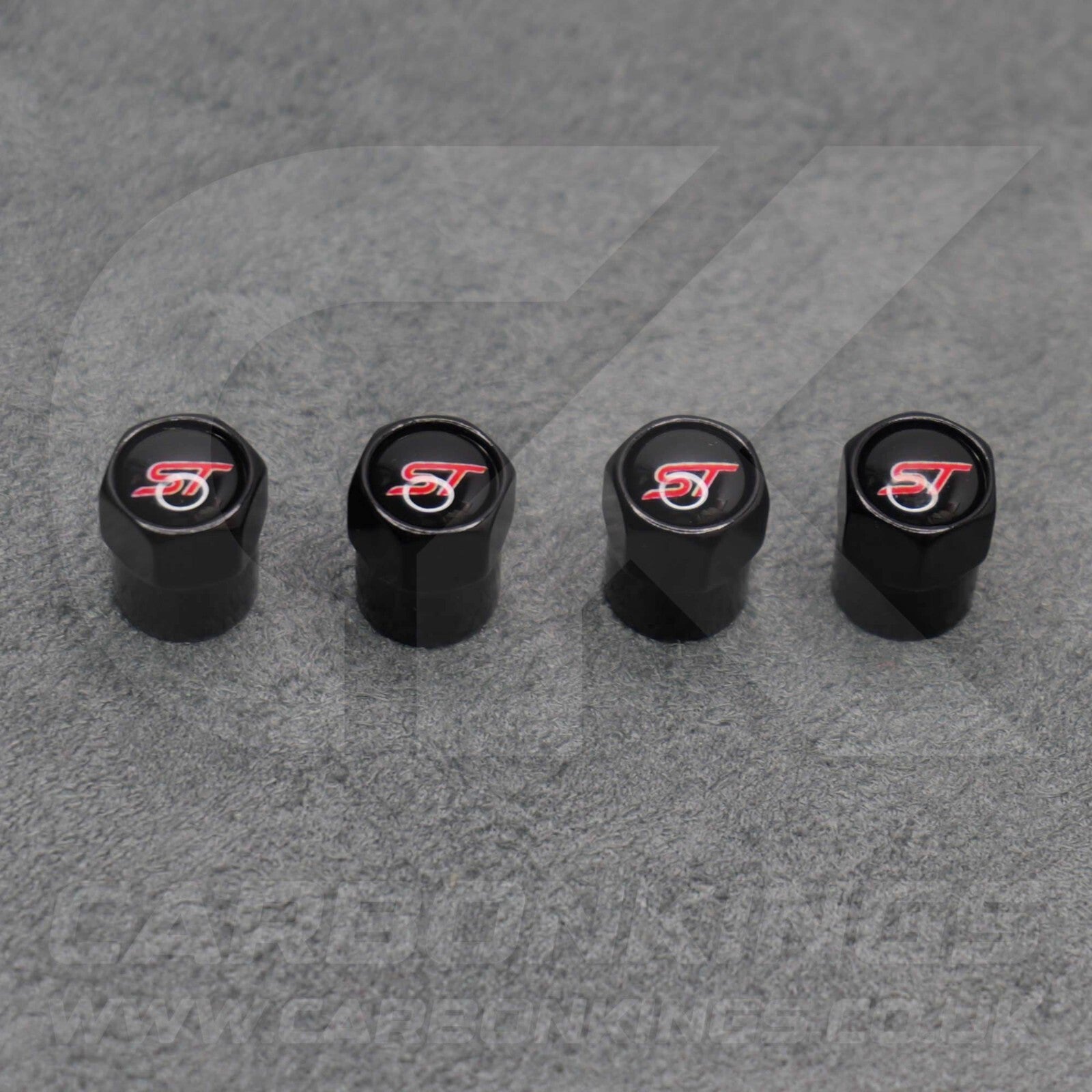 Ford ST Sport Black Anodised Wheel Valve Dust Caps Set Fiesta Focus Edge Puma