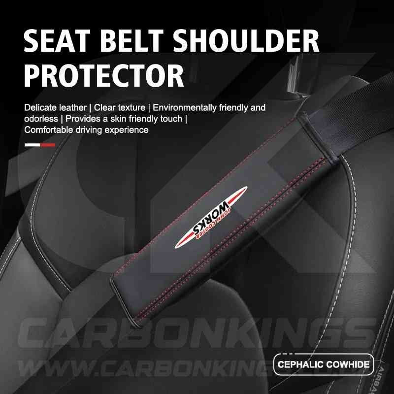 John Cooper Works JCW Leather Seatbelt Shoulder Cover Pad Protector Mini Cooper