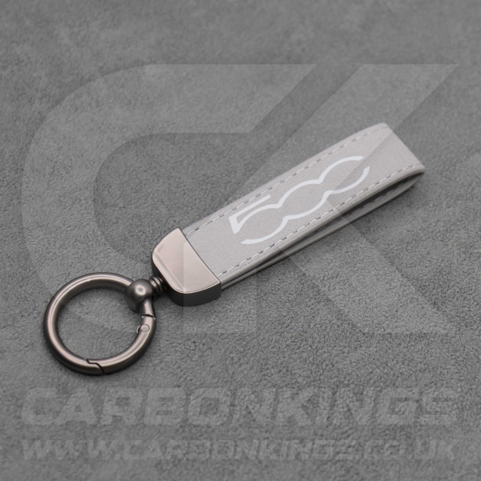 Fiat 500 Suede Car Key Ring Chain Alcantara Stitched Premium Durable Lightweight