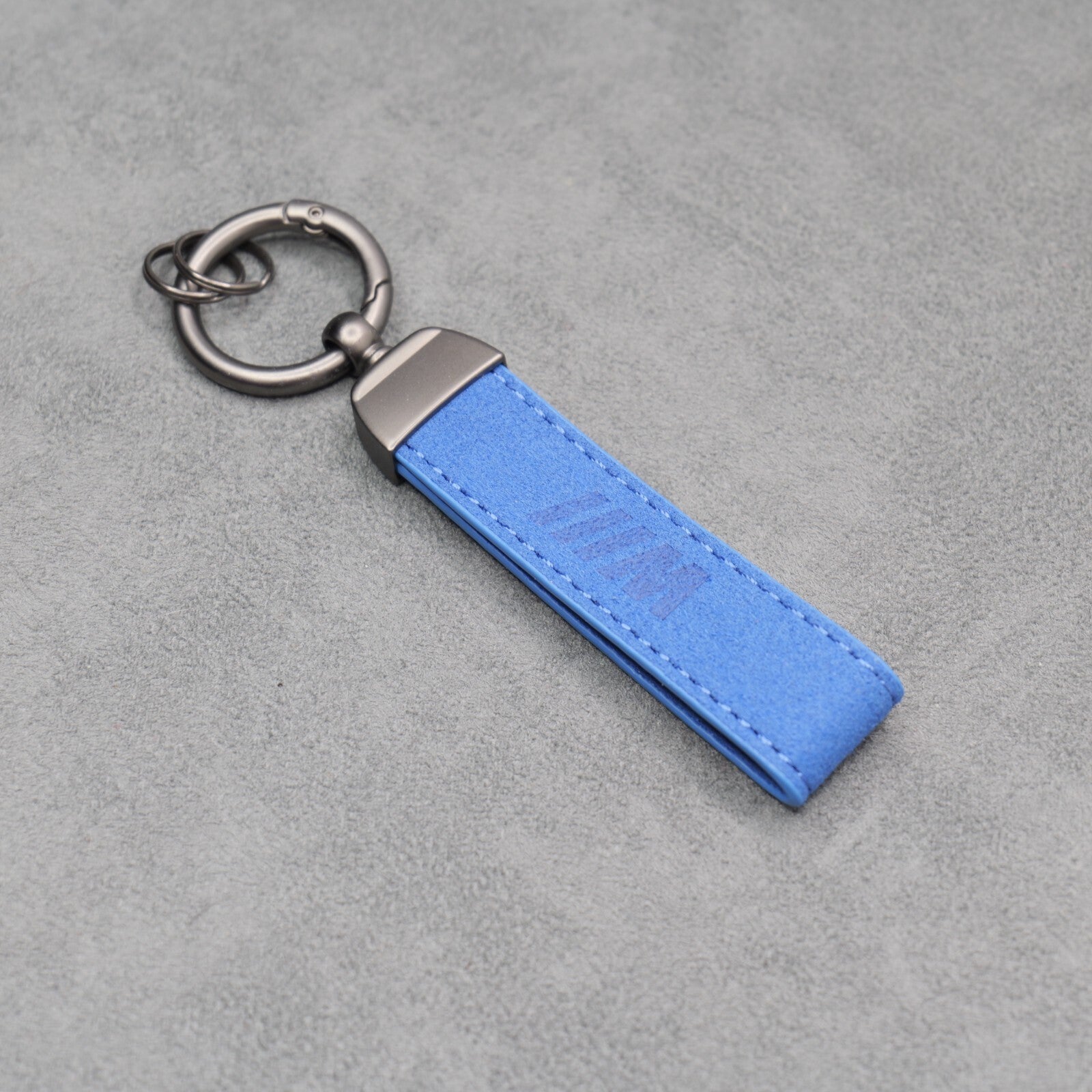 BMW M Performance Blue Suede Key Ring Chain Alcantara Red Stitching Premium