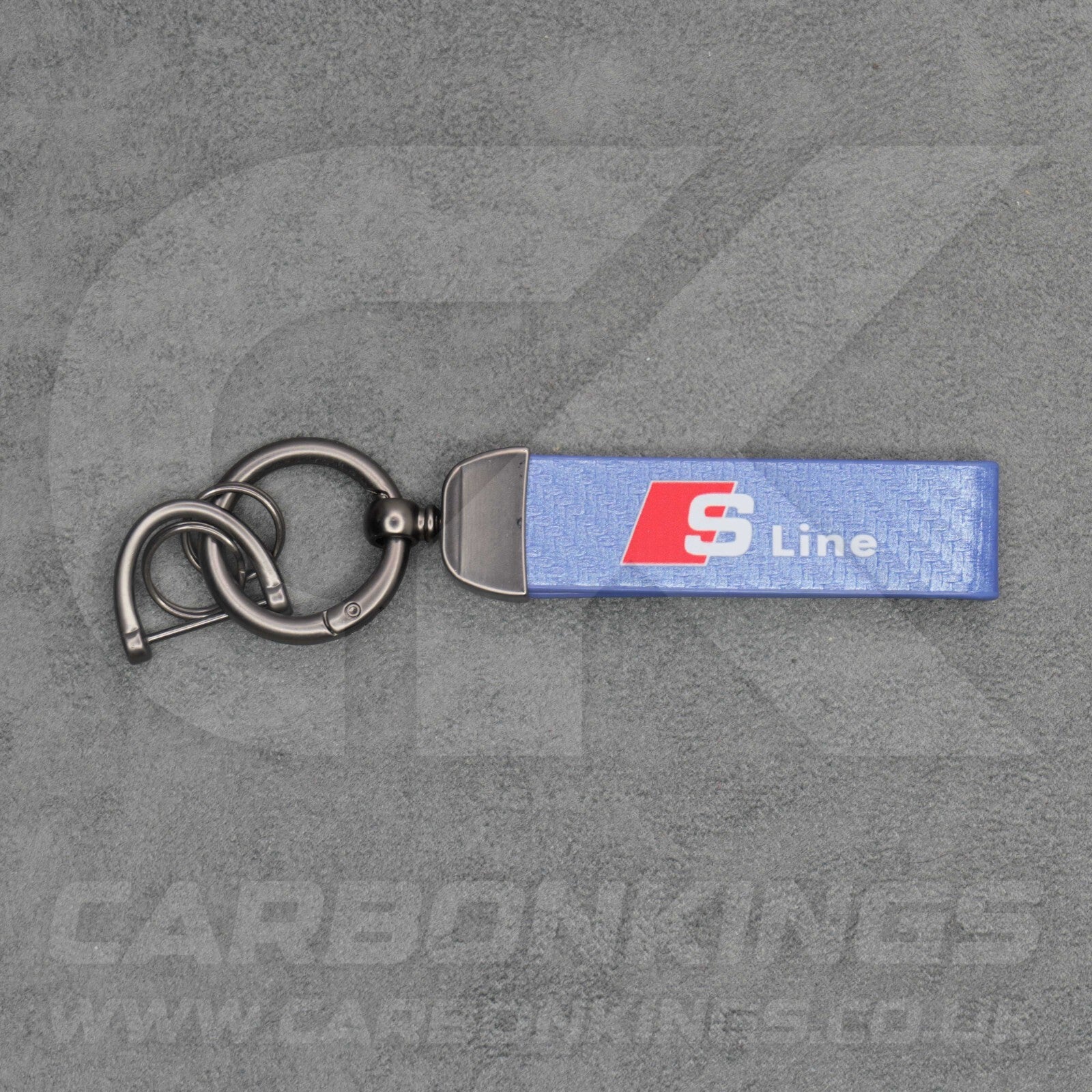 Audi S Line Blue Carbon Fibre Key Ring Chain A1 A3 A4 A5 A6 A7 Q3 Q4 Q5 Q6 Q7 Q8