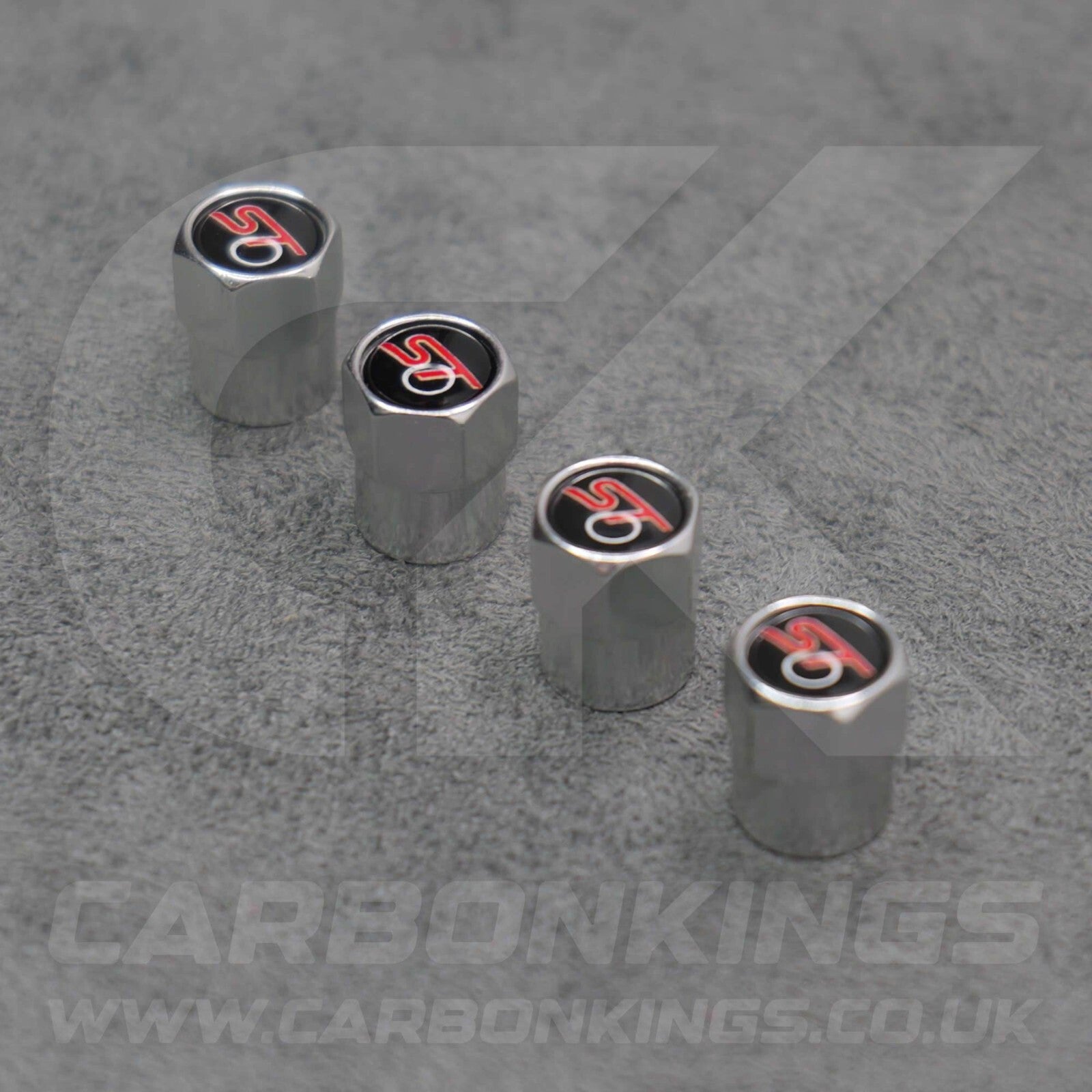 Ford ST Sport Silver Anodised Wheel Valve Dust Caps Set Fiesta Focus Edge Puma