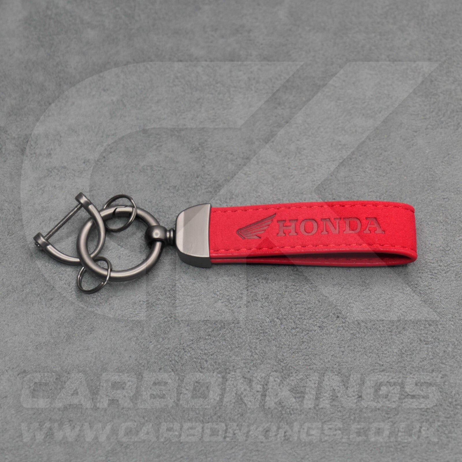 Honda Red Suede Key Ring Chain Car Civic Type R Premium Alcantara Stitched