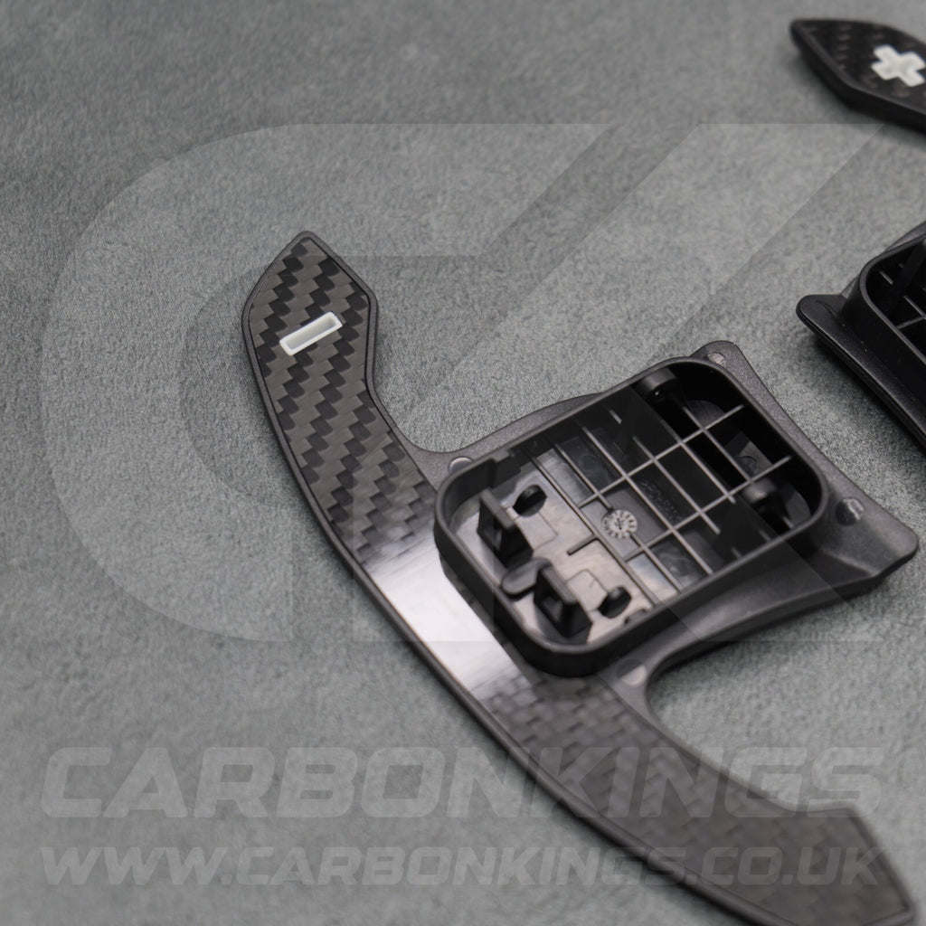 BMW Carbon Fibre / White Gear Shifter Paddles F80 M3 F82 F83 M4 F87 M2 F30 G80