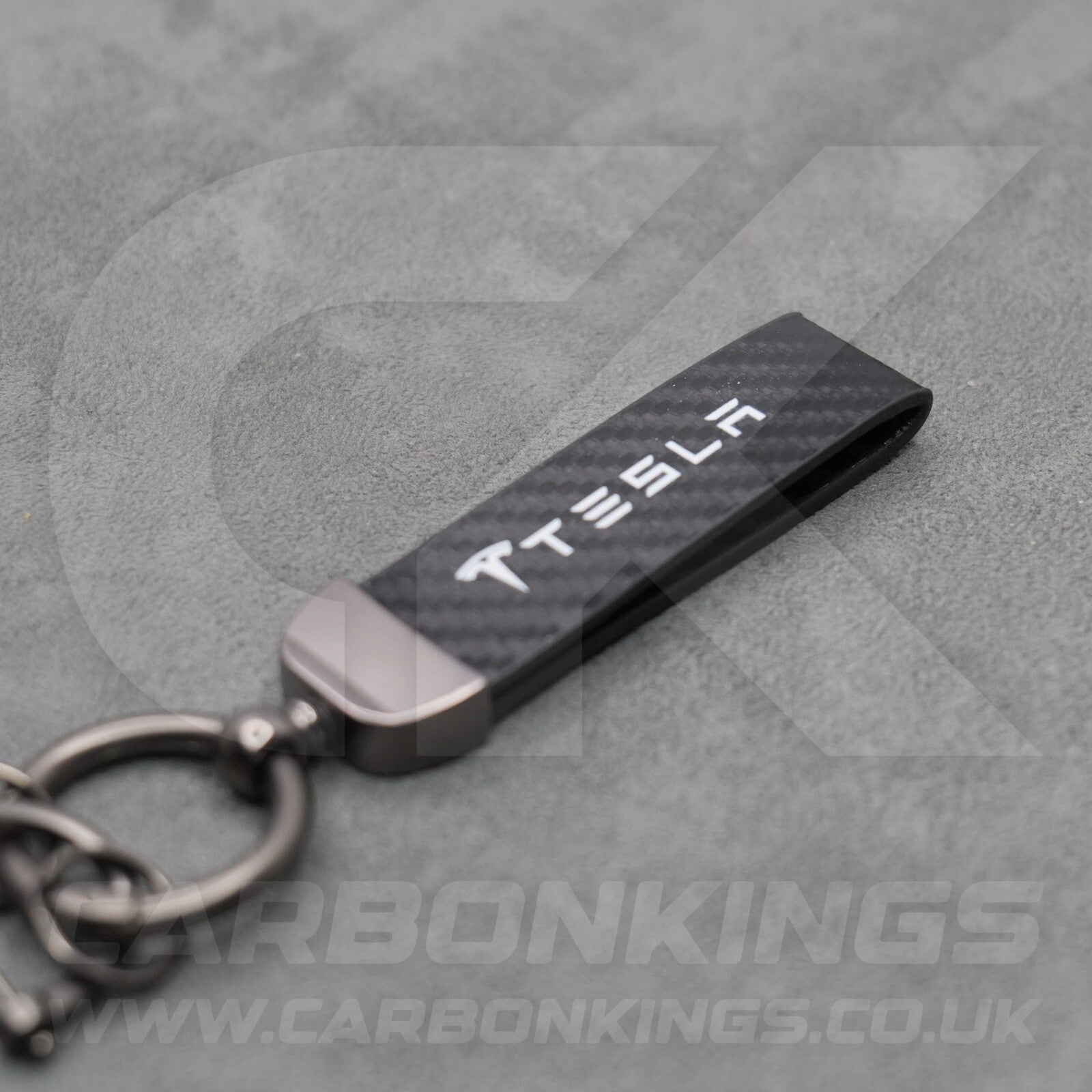 Tesla Carbon Fibre Style Key Ring Chain Model S 3 X Y Premium Durable