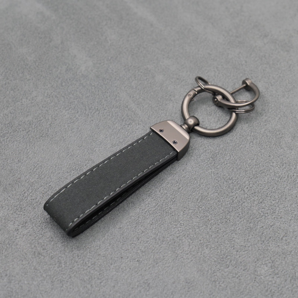 Fiat Abarth Dark Grey Suede Key Ring Chain Alcantara Stitched 500 595 695 Punto