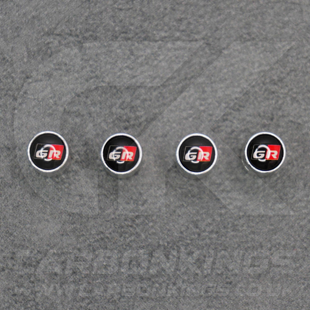 Toyota GR Gazoo Racing Silver Anodised Wheel Valve Dust Caps Yaris GR86 Supra