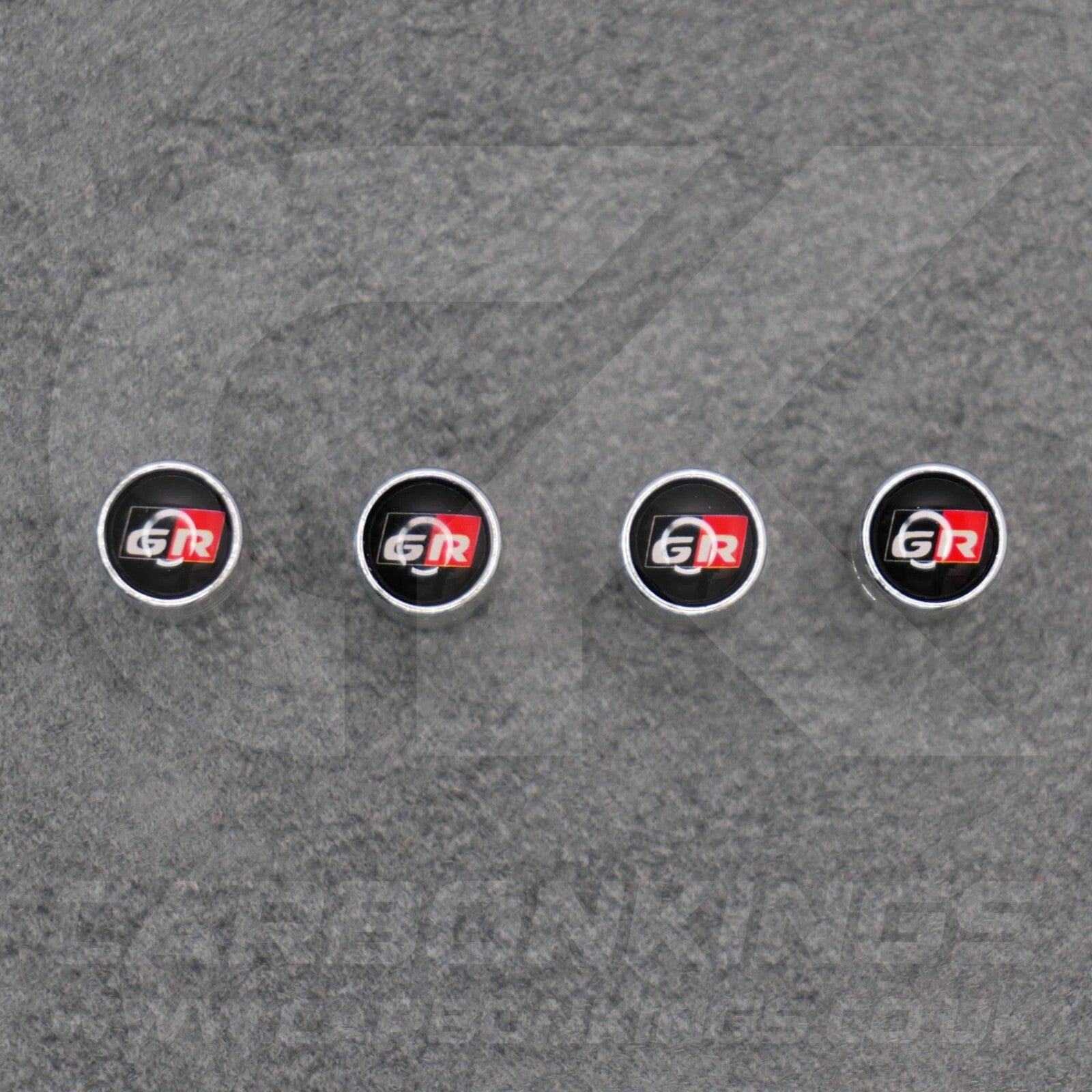 Toyota GR Gazoo Racing Silver Anodised Wheel Valve Dust Caps Yaris GR86 Supra
