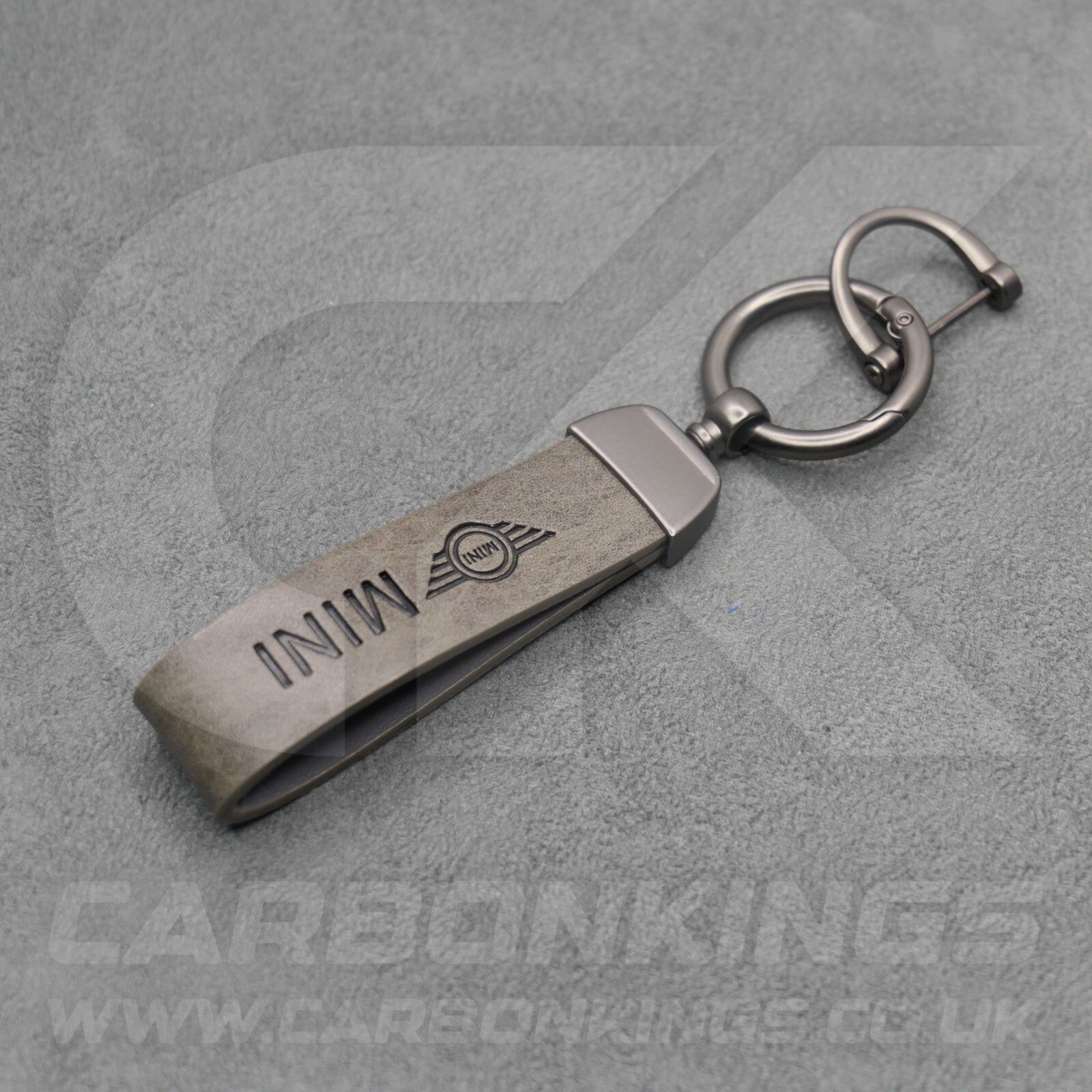 Mini Cooper Grey Leather Key Ring Chain Premium Car Keys One S JCW R55 R56 R57