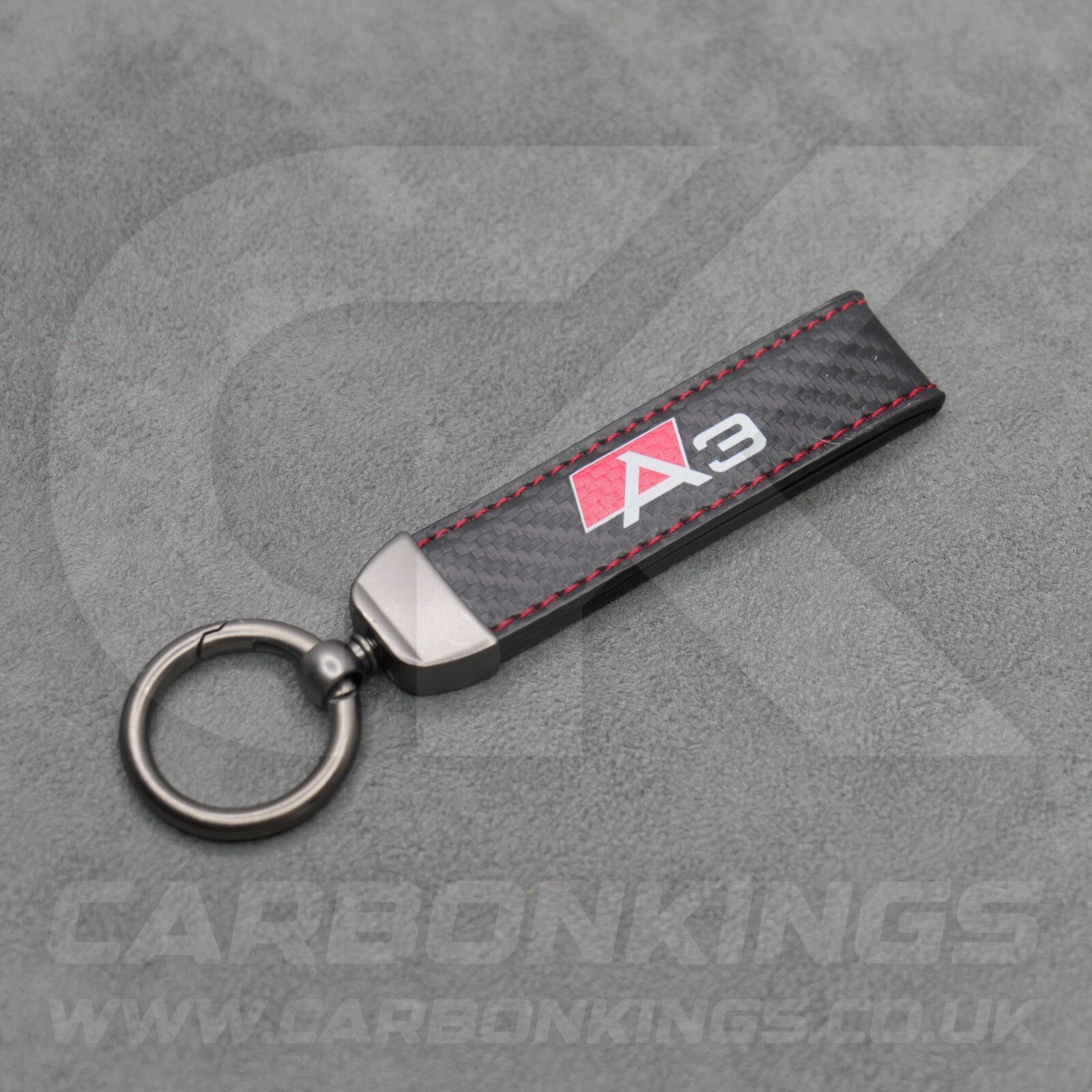 Audi Carbon Fibre Style Red Stitching Key Ring Chain S Line A3 A4 A5 A6 A7 A8
