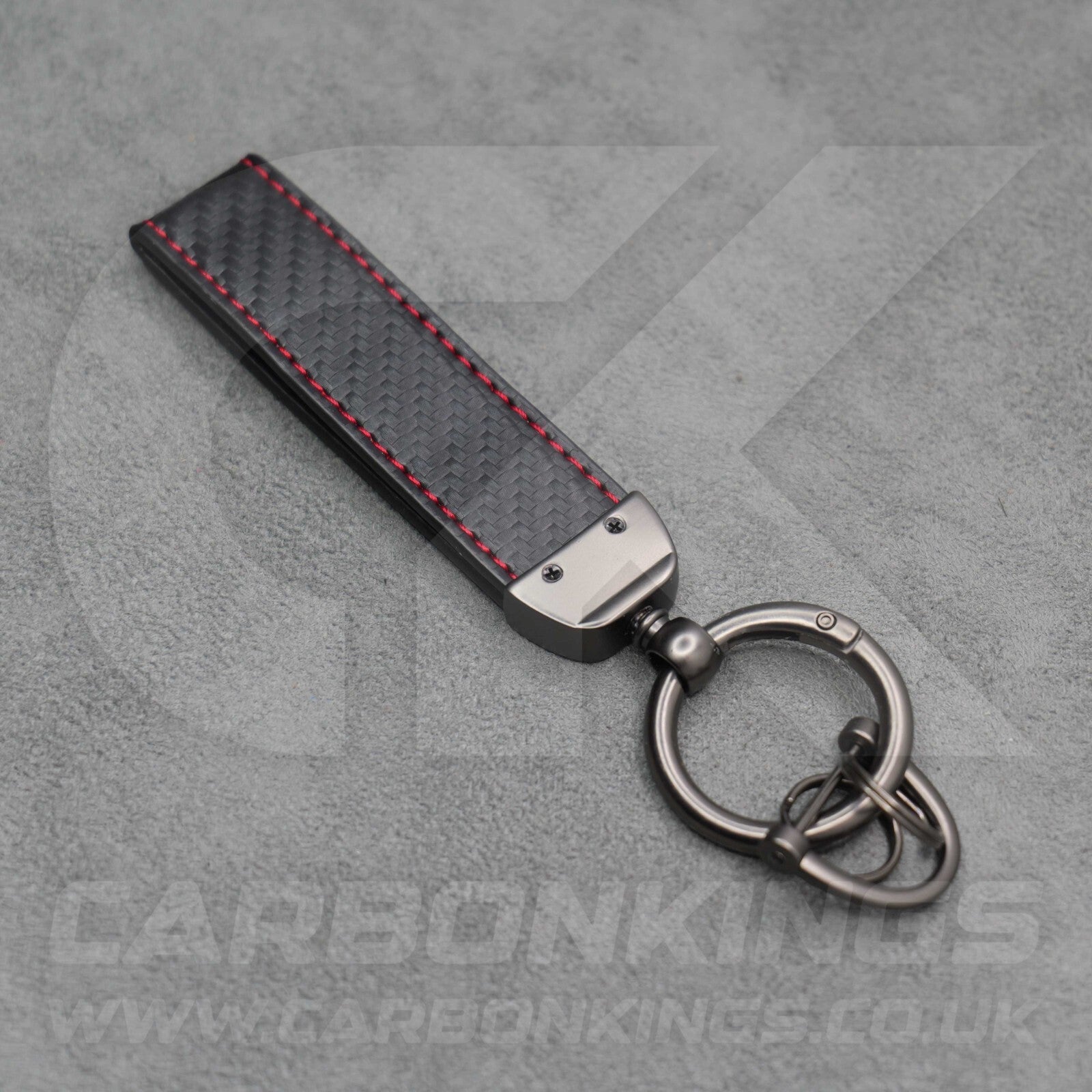 Fiat Abarth Carbon Fibre Red Stitching Key Ring Premium & Durable 500 595 695