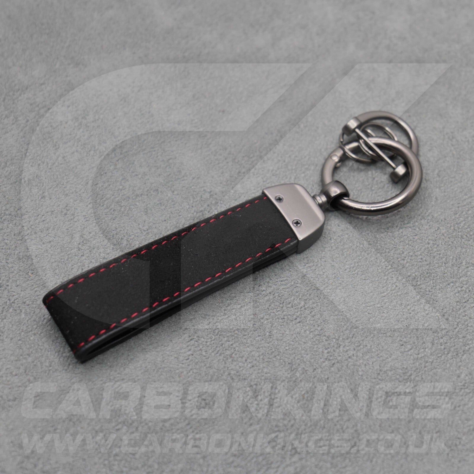 Tesla Suede Key Ring Chain Model S 3 X Y Alcantara Red Stitching Premium