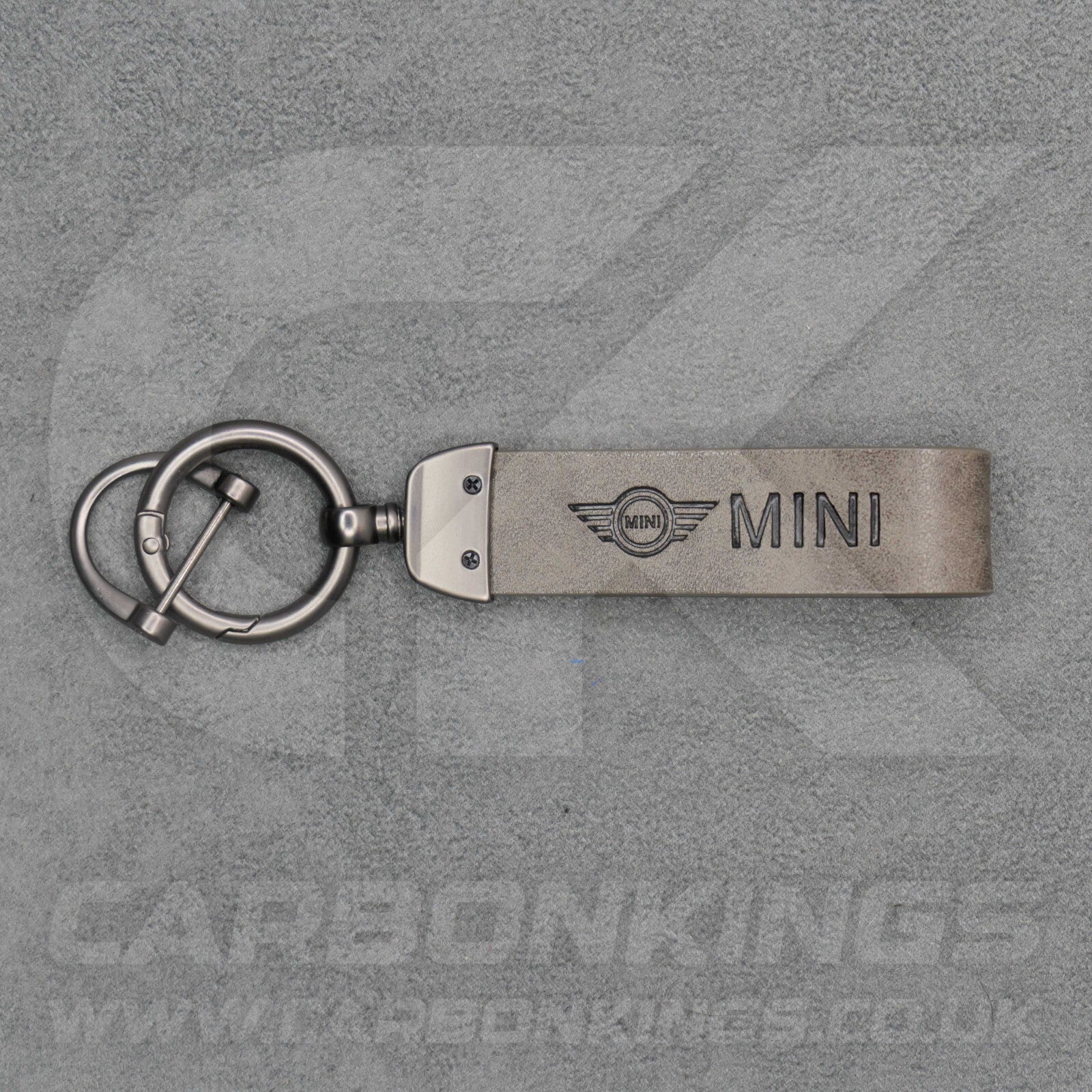 Mini Cooper Grey Leather Key Ring Chain Premium Car Keys One S JCW R55 R56 R57