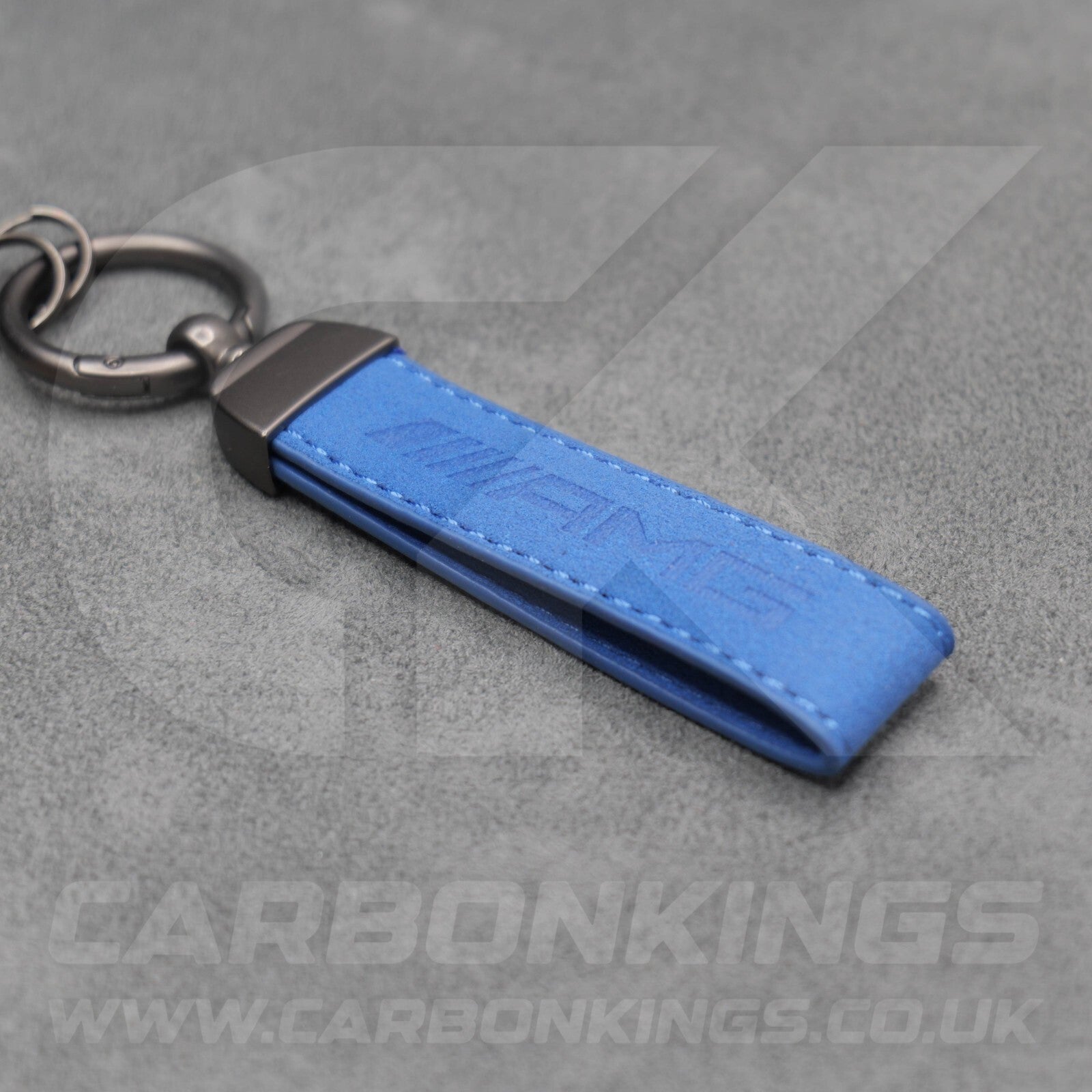 Mercedes AMG Blue Suede Key Ring Chain Alcantara Stitched C63 C43 A45 E63 A35