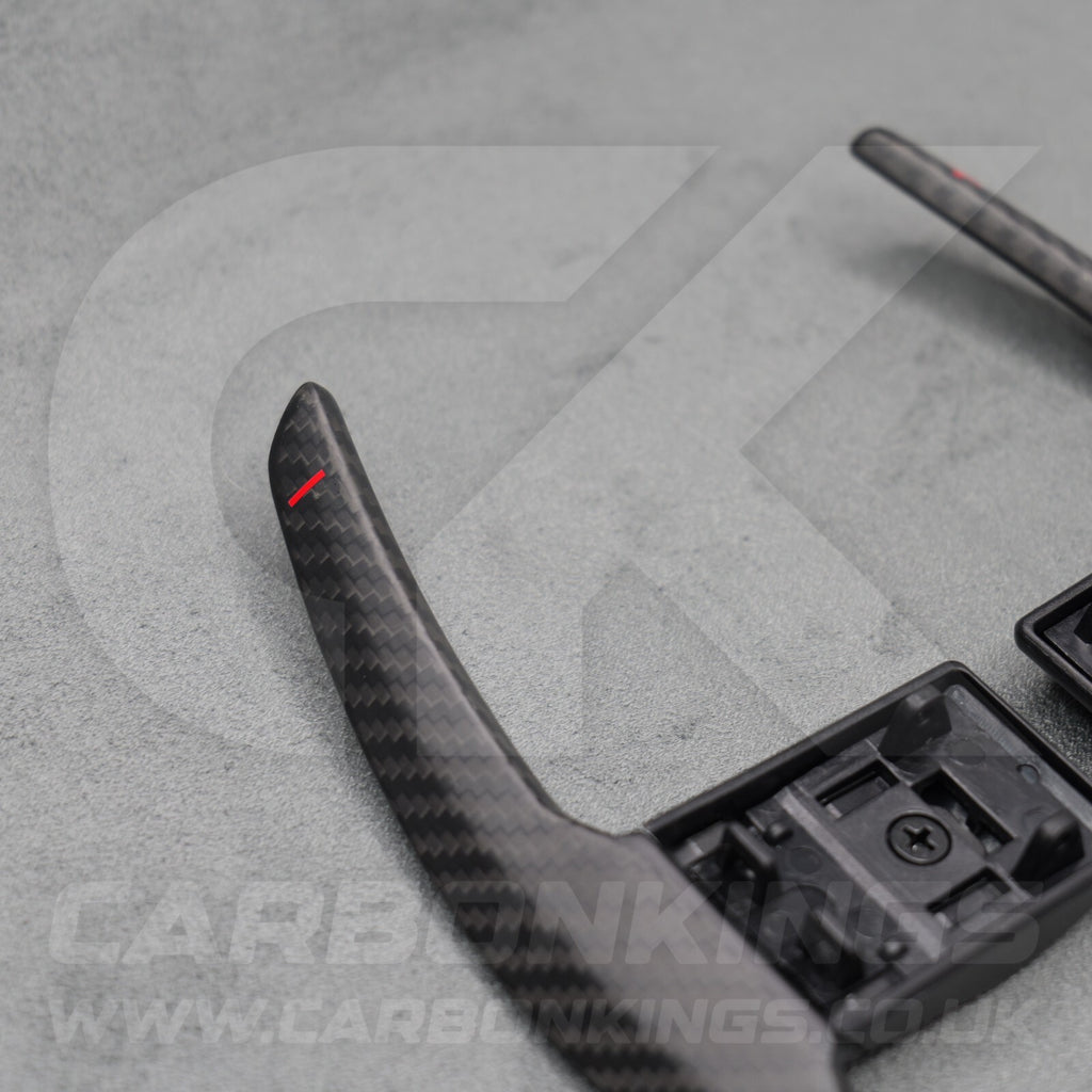 Satin Carbon Fibre & Red +/- Gear Paddle Shifters BMW F80 M3 F82 F83 M4 F87 M2