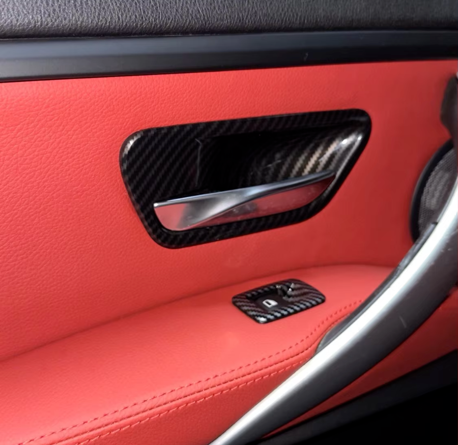 Carbon Fibre Style Interior Door Handle Trims BMW F80 M3 F82 M4 F83 F30 F32 3 4
