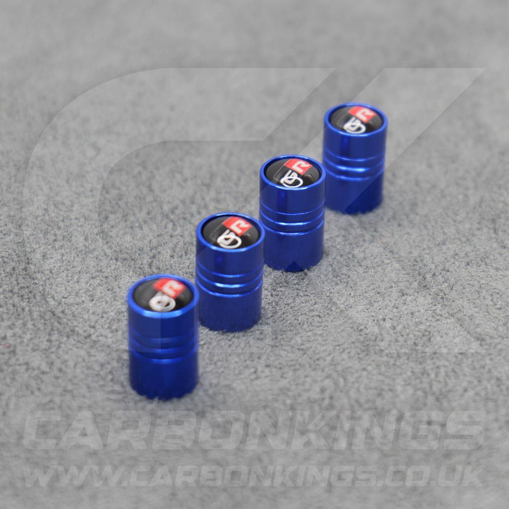 Toyota GR Gazoo Racing Blue Anodised Wheel Valve Dust Caps Set Yaris GR86 Supra