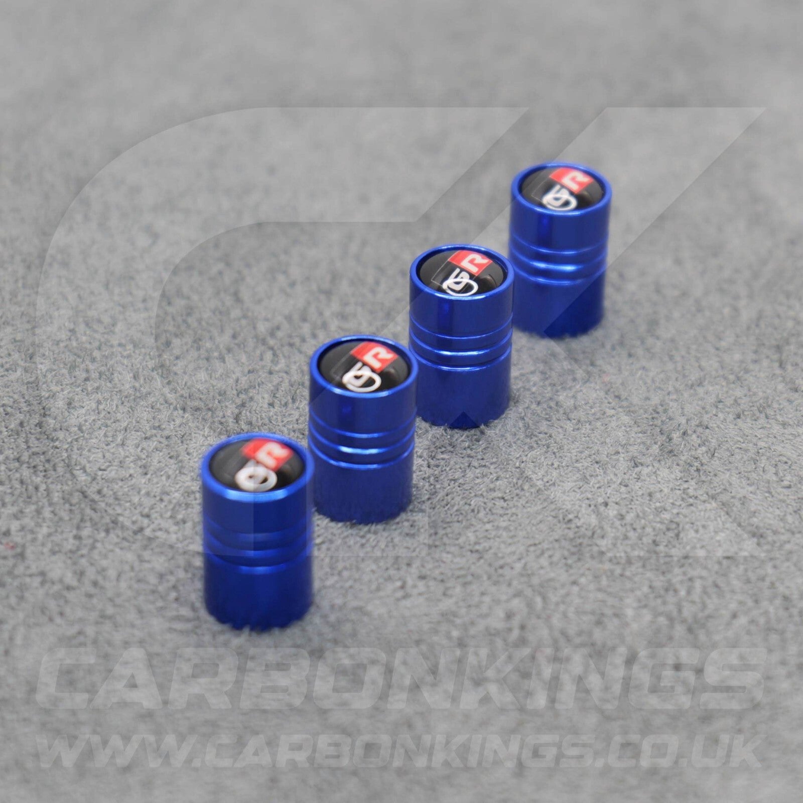 Toyota GR Gazoo Racing Blue Anodised Wheel Valve Dust Caps Set Yaris GR86 Supra