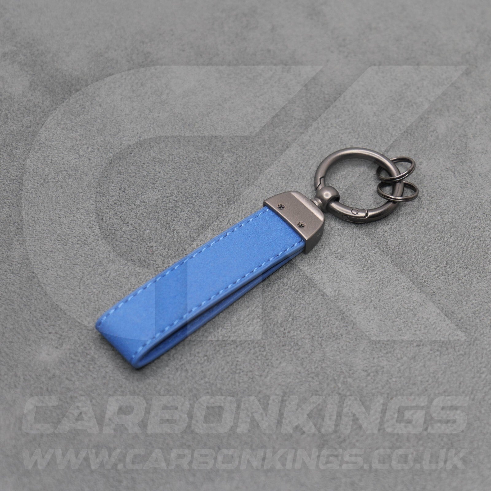 Mercedes AMG Blue Suede Key Ring Chain Alcantara Stitched C63 C43 A45 E63 A35
