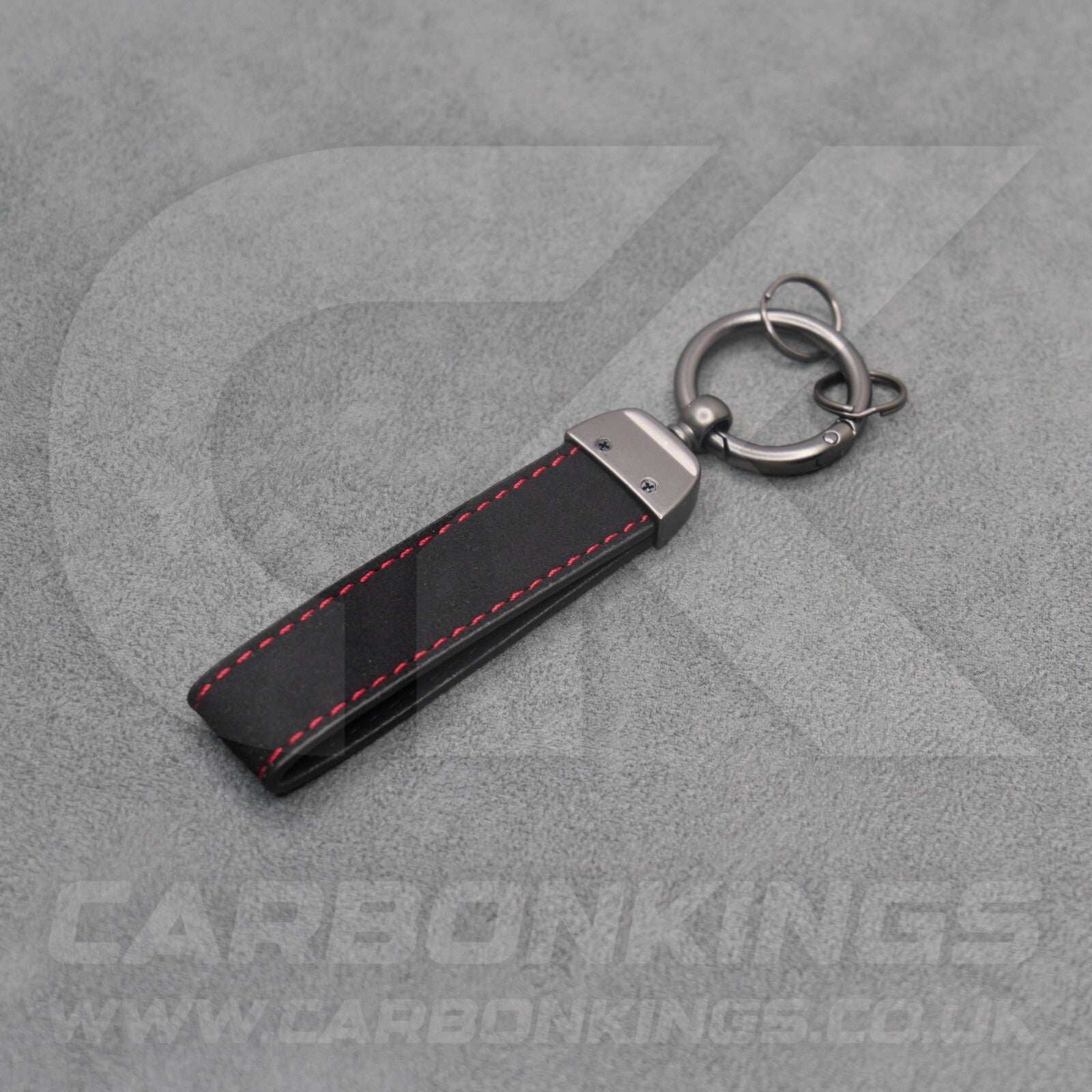 Ford ST Black Suede Key Ring Chain Alcantara Stitched Premium Focus Fiesta Puma