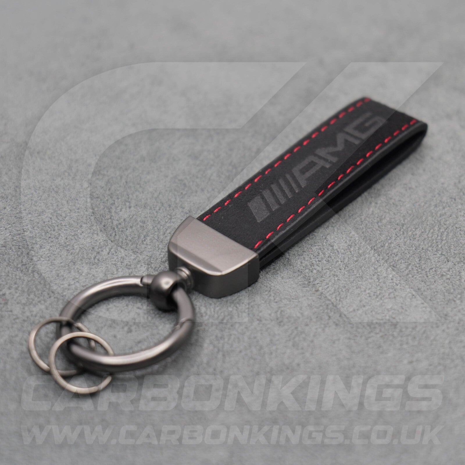 Mercedes AMG Black Suede Key Ring Chain Alcantara Stitched C63 C43 A45 E63 A35