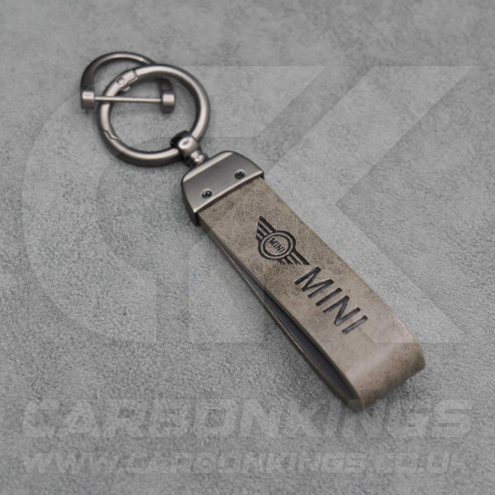 Mini Cooper Grey Leather Key Ring Chain Premium Car Keys One S JCW R55 R56 R57