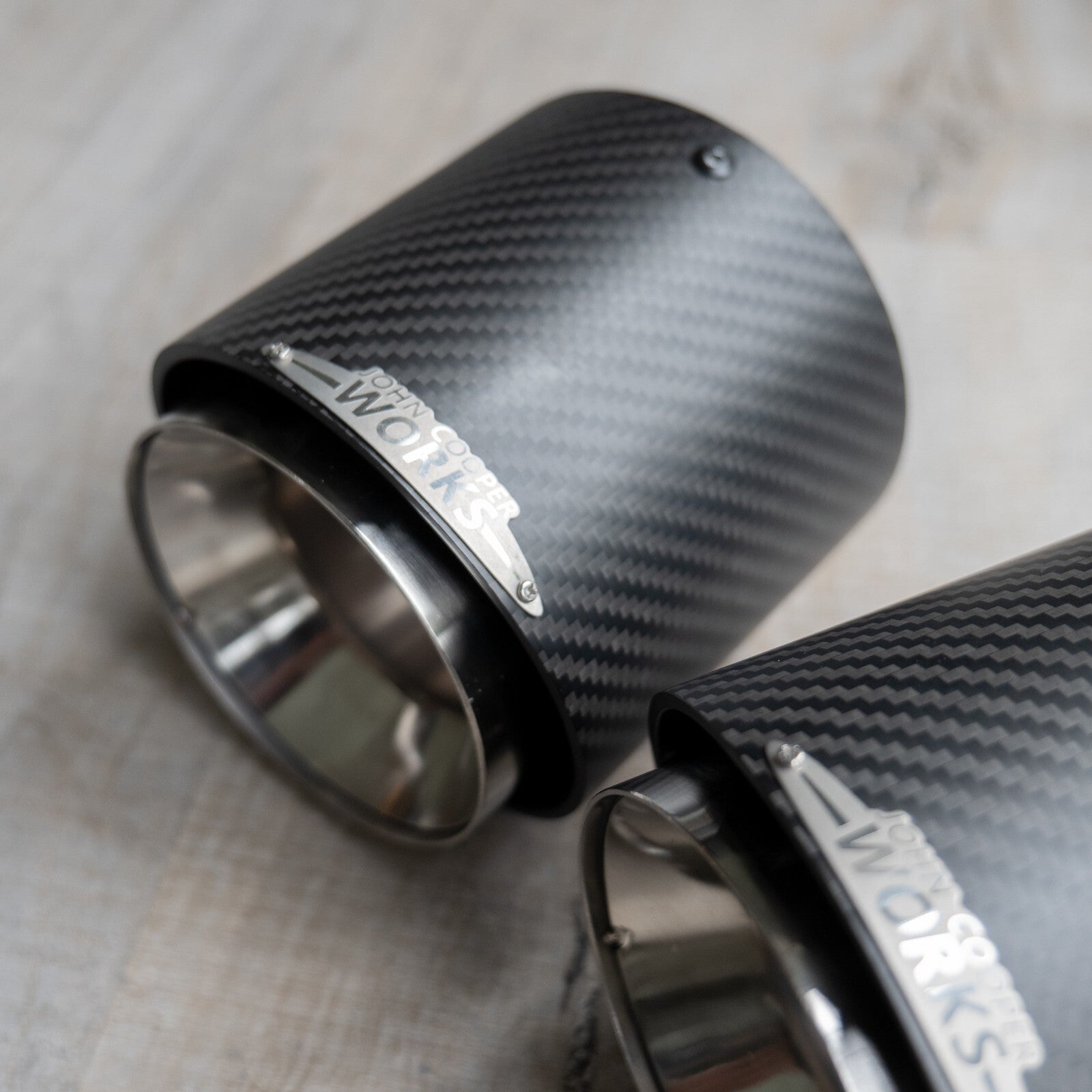 85mm Mini JCW Satin Carbon Fibre Exhaust Tips F55 F56 F57 F60 R55 R59 Cooper S D