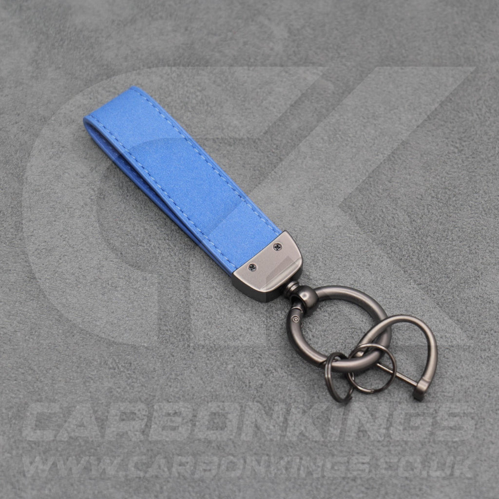 Ford ST Blue Suede Key Ring Chain Alcantara Stitched Premium Focus Fiesta Puma