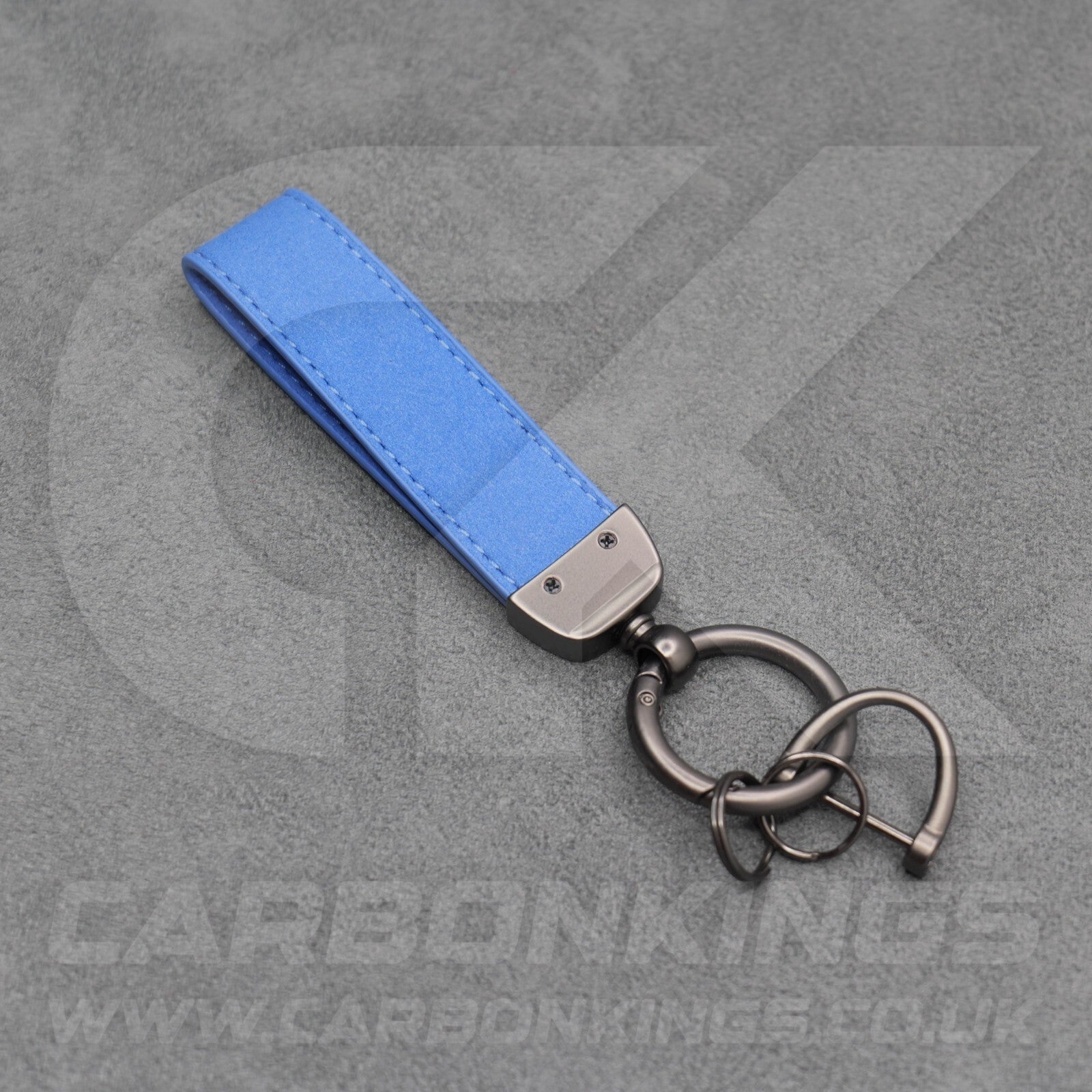 Ford ST Blue Suede Key Ring Chain Alcantara Stitched Premium Focus Fiesta Puma