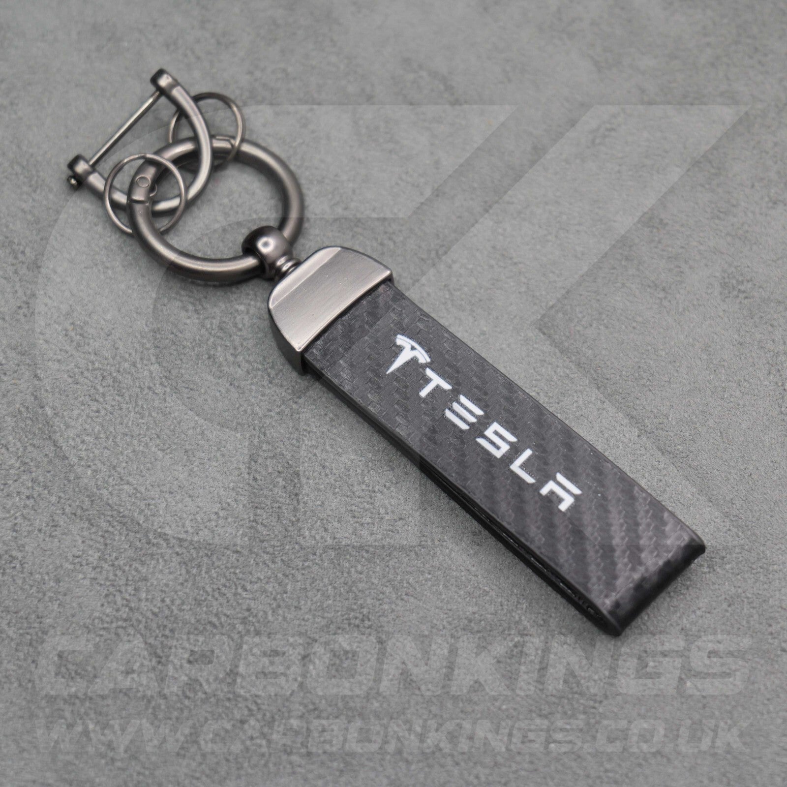 Tesla Carbon Fibre Style Key Ring Chain Model S 3 X Y Premium Durable