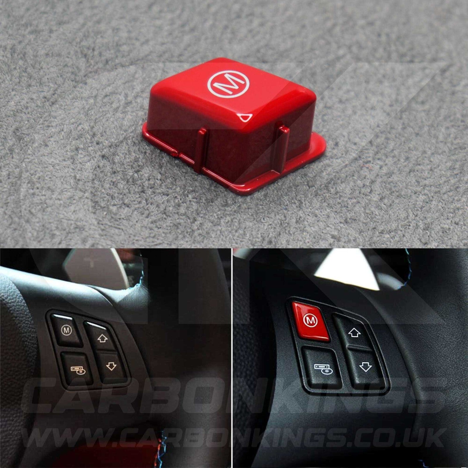 BMW Red M Mode & Start Button Set for Steering Wheel E90 E92 E93 M3 4.0 V8