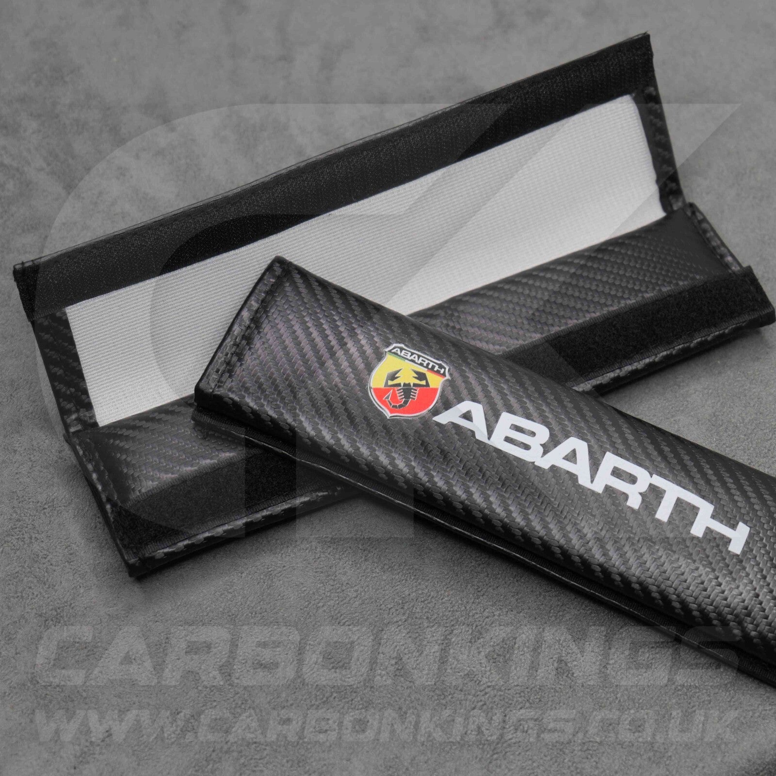Fiat Abarth Carbon Fibre Style Seatbelt Shoulder Cover Pad Protector Set 500 595