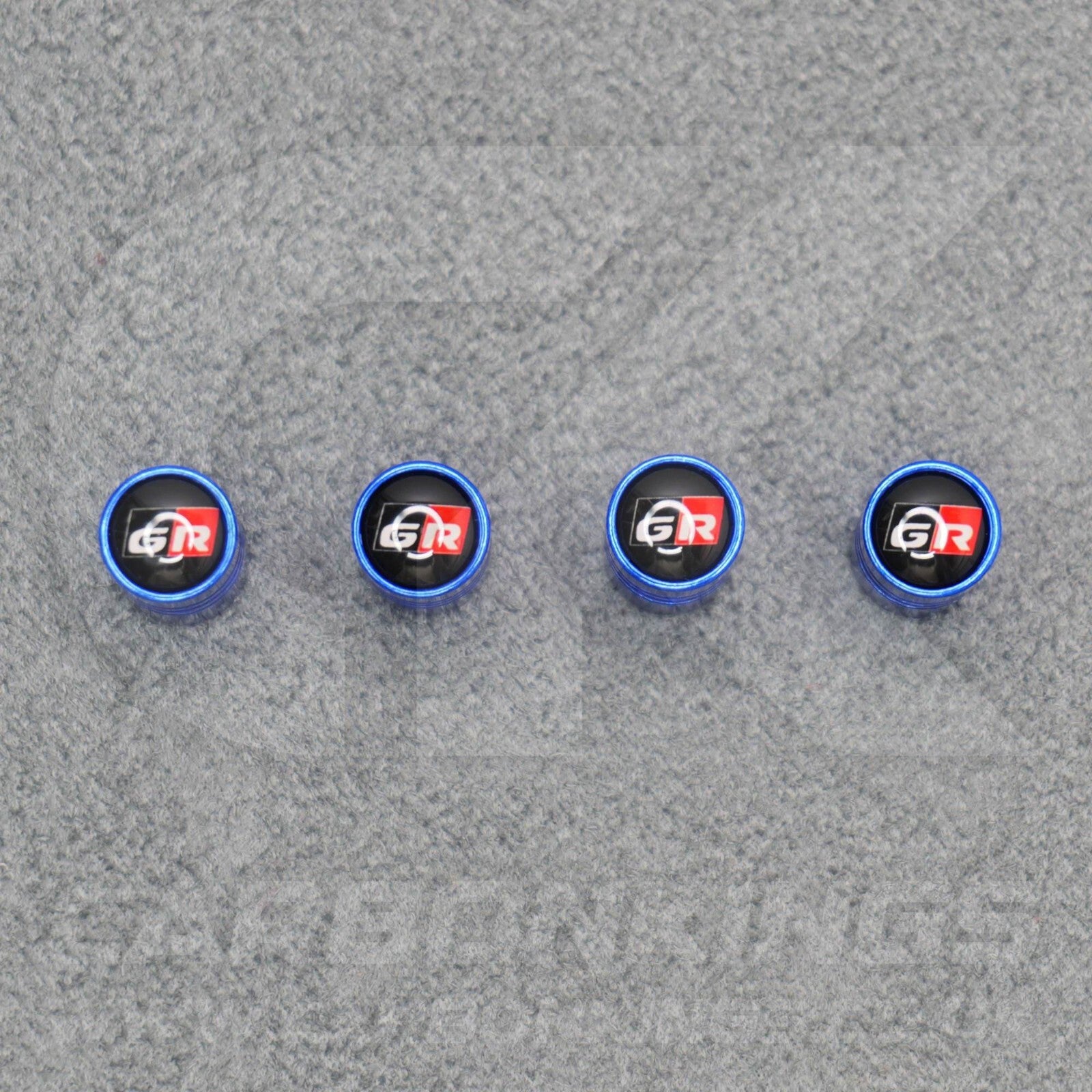 Toyota GR Gazoo Racing Blue Anodised Wheel Valve Dust Caps Set Yaris GR86 Supra