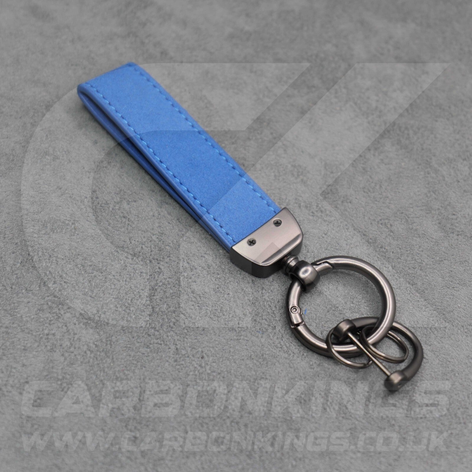 Honda Blue Suede Key Ring Chain Car Civic Type R Premium Alcantara Stitched