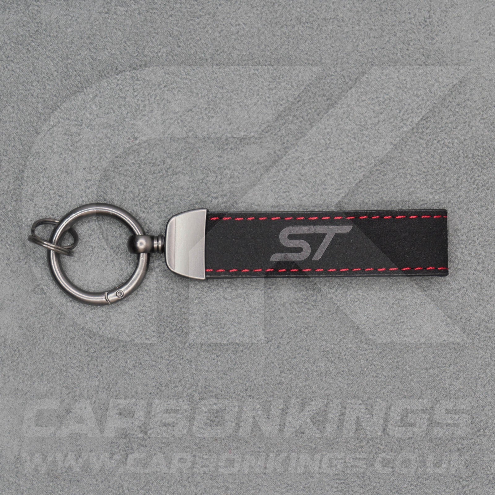 Ford ST Black Suede Key Ring Chain Alcantara Stitched Premium Focus Fiesta Puma