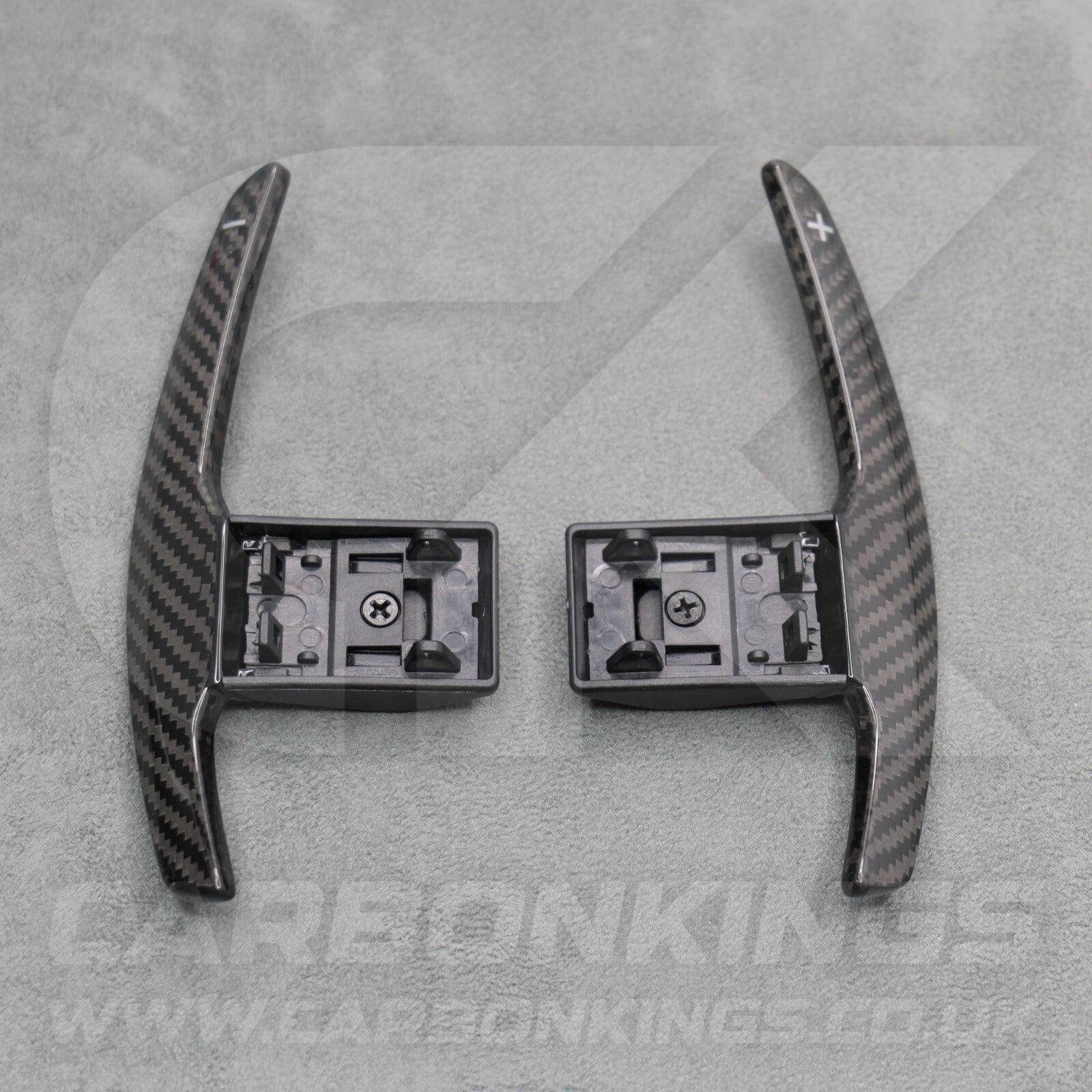 Carbon Fibre & White +/- Gear Paddle Shifters BMW F80 M3 F82 F83 M4 F87 M2 F30