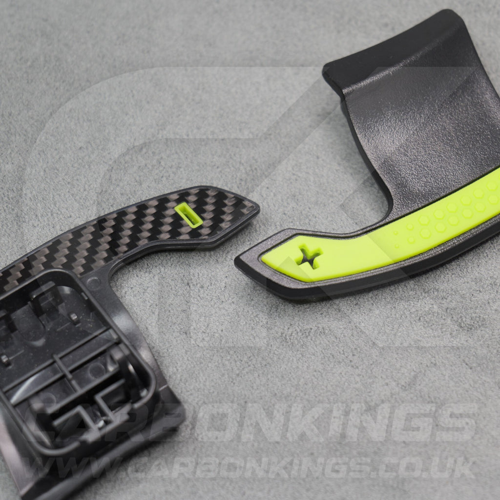 BMW Carbon Fibre / Yellow Gear Paddles Shifters F80 M3 F82 F83 M4 F87 M2 F30 G20