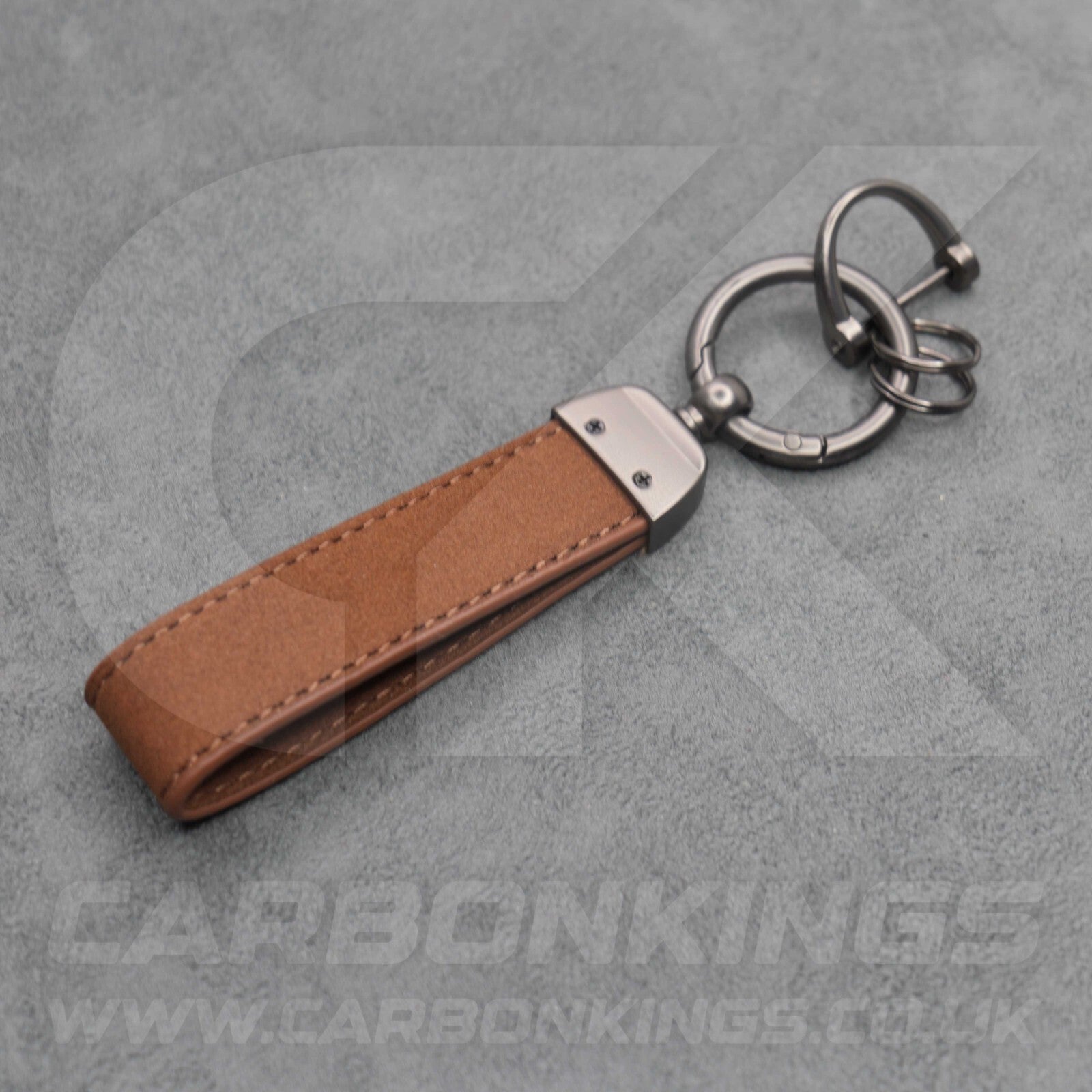 Fiat Abarth Brown Suede Key Ring Chain Alcantara Stitched 500 595 695 Punto