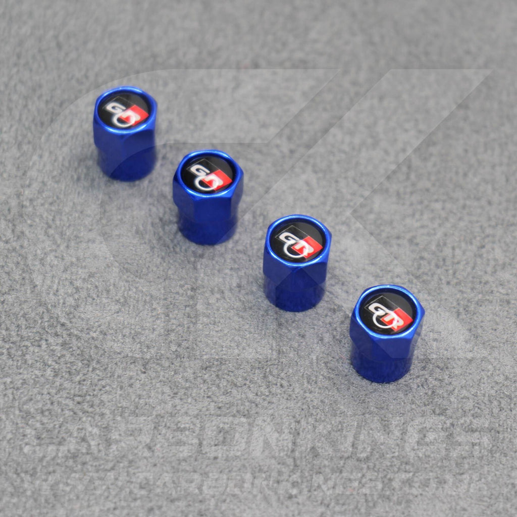 Toyota GR Gazoo Racing Blue Anodised Wheel Valve Dust Caps Set Yaris GR86 Supra
