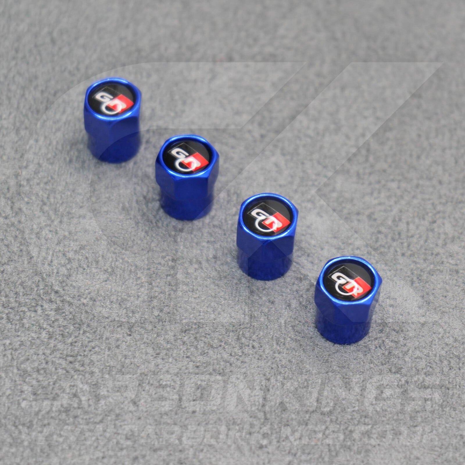 Toyota GR Gazoo Racing Blue Anodised Wheel Valve Dust Caps Set Yaris GR86 Supra