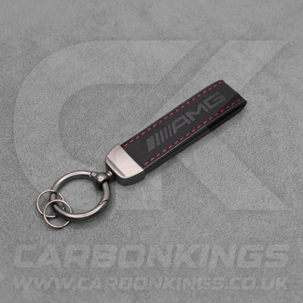 Mercedes AMG Black Suede Key Ring Chain Alcantara Stitched C63 C43 A45 E63 A35