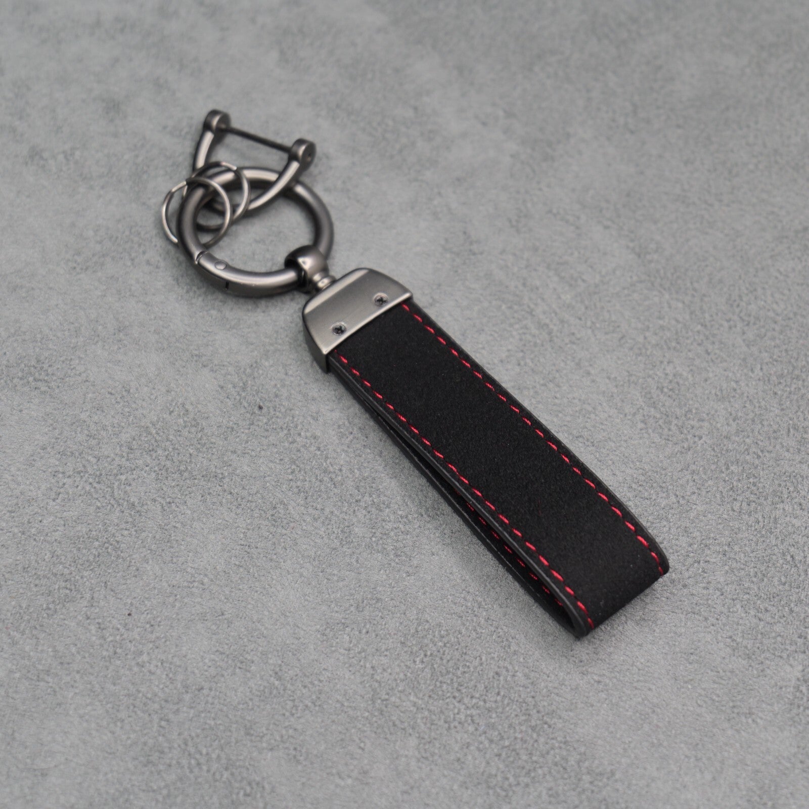 Mini Cooper Black Suede Key Ring Chain JCW Alcantara Stitched Premium Car Keys
