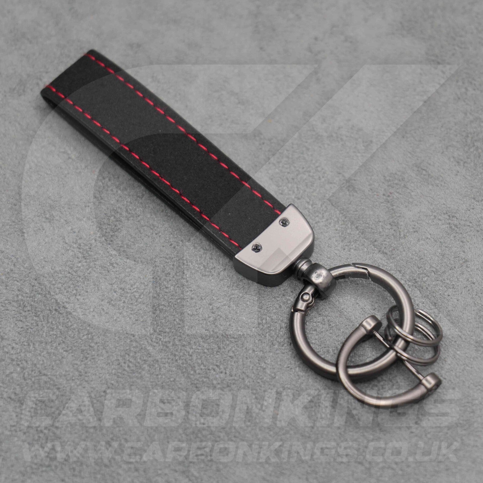 Fiat Abarth Black Suede Key Ring Chain Alcantara Stitched 500 595 695 Punto