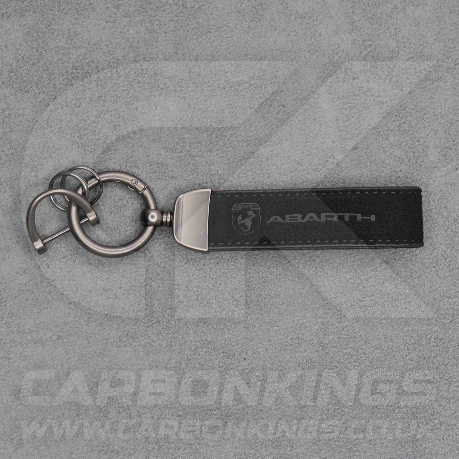 Fiat Abarth Black Suede Key Ring Chain Alcantara Stitched 500 595 695 Punto