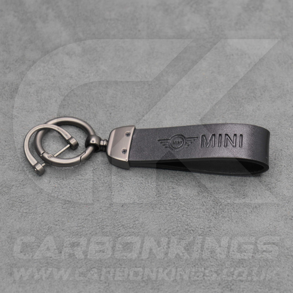 Mini Cooper Black Leather Key Ring Chain Premium Car Keys One S JCW R55 R56 R57