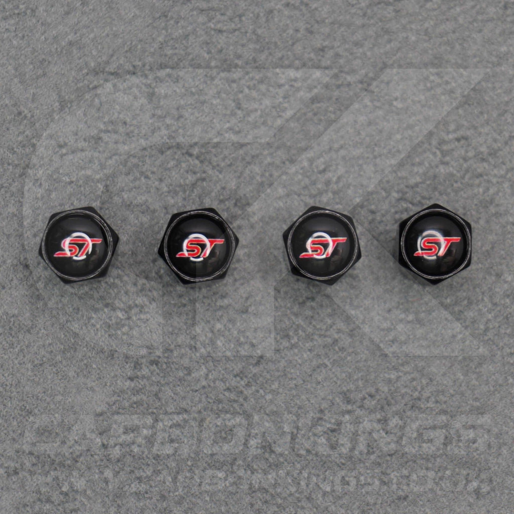 Ford ST Sport Black Anodised Wheel Valve Dust Caps Set Fiesta Focus Edge Puma